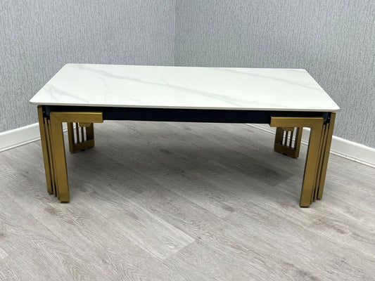 Sorrento Rectangle Ceramic Gold Coffee Table
