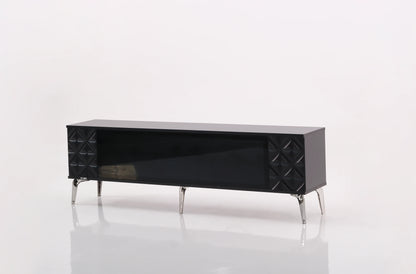 Madrid Electric Fireplace TV Stand (Black & Silver)