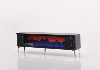 Madrid Electric Fireplace TV Stand (Black & Silver)