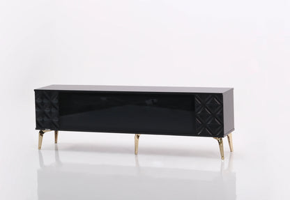 Madrid Electric Fireplace TV Stand (Black & Gold)
