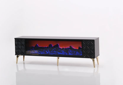 Madrid Electric Fireplace TV Stand (Black & Gold)