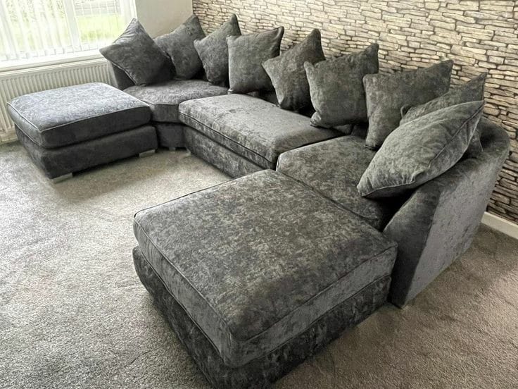7 Seater Crushed Velvet Corner Sofa