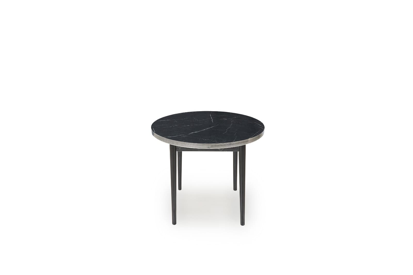 ROYAL MERMER BLACK ROUND TABLE WITH 4 VELVET CHAIRS