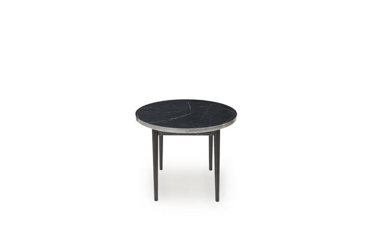 ROYAL MERMER BLACK ROUND TABLE WITH 4 VELVET CHAIRS