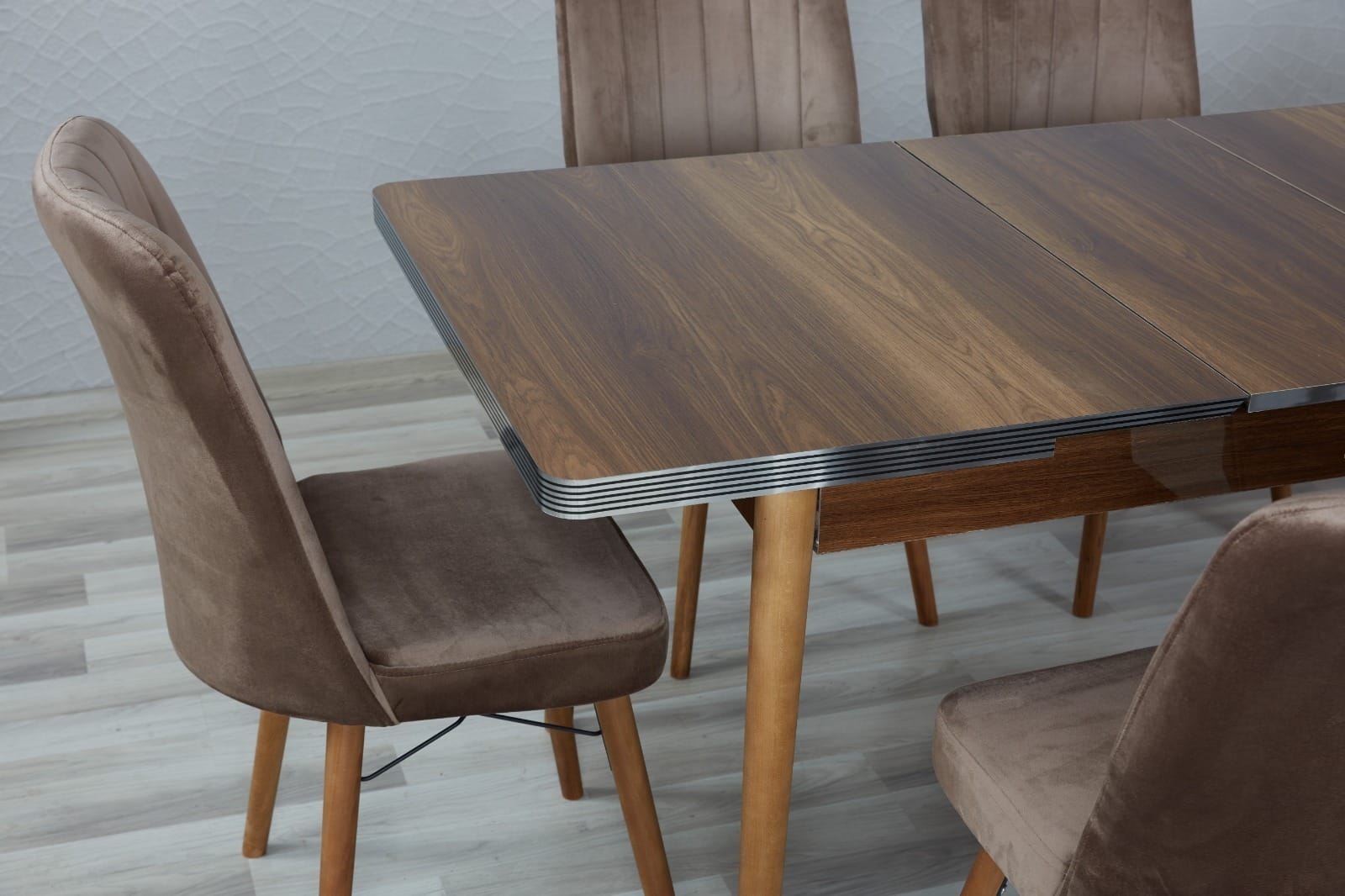 WOODEN DINING TABLE WITH 6 (Brown)
