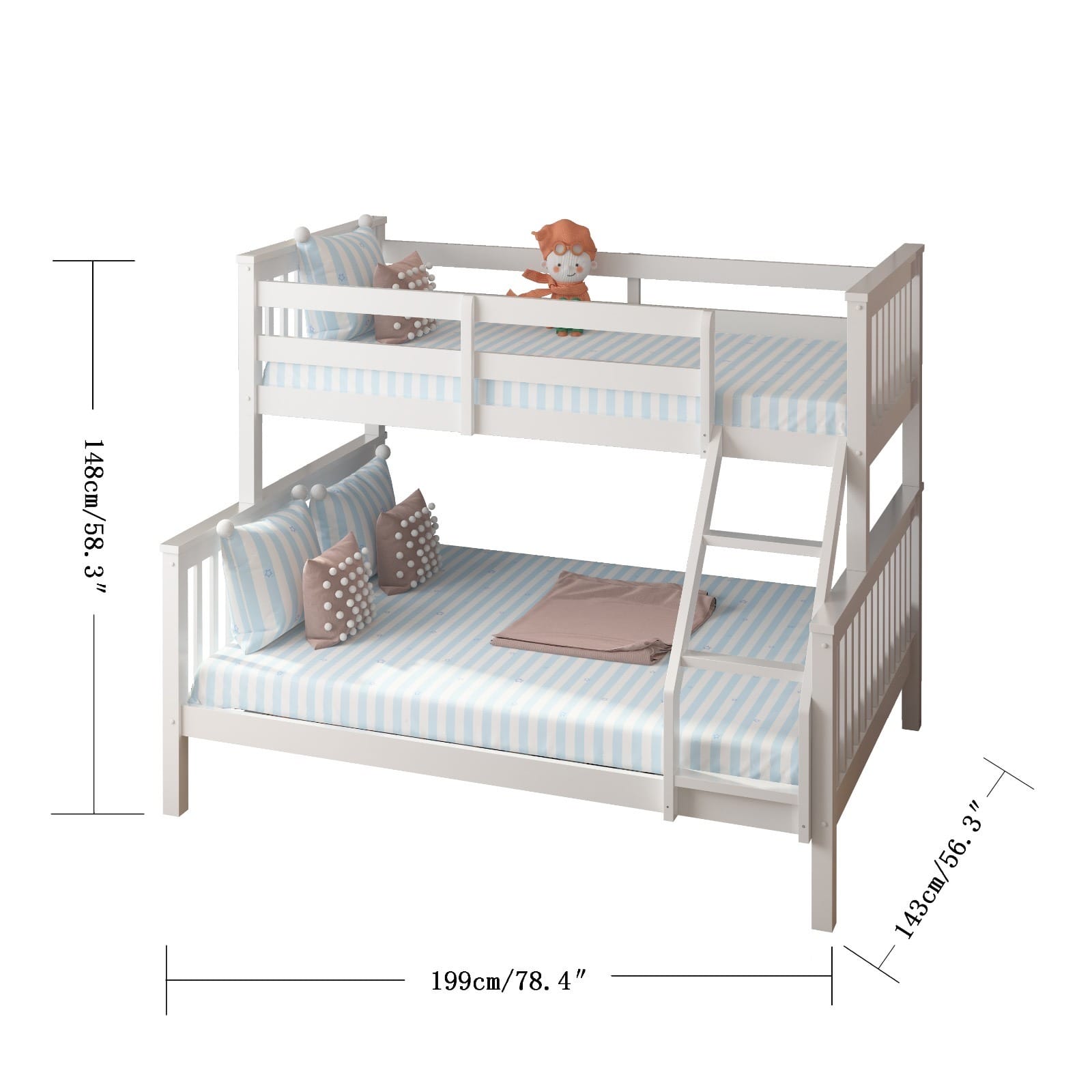 TRIO WOODEN BUNK BED