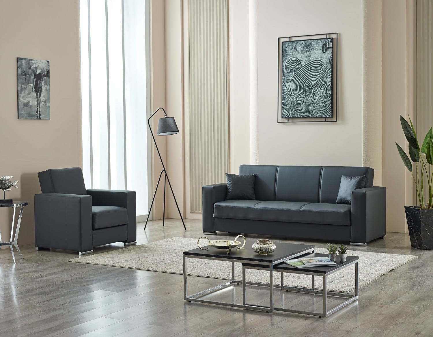 FUTURO 3/2/1 LEATHER SOFA BED