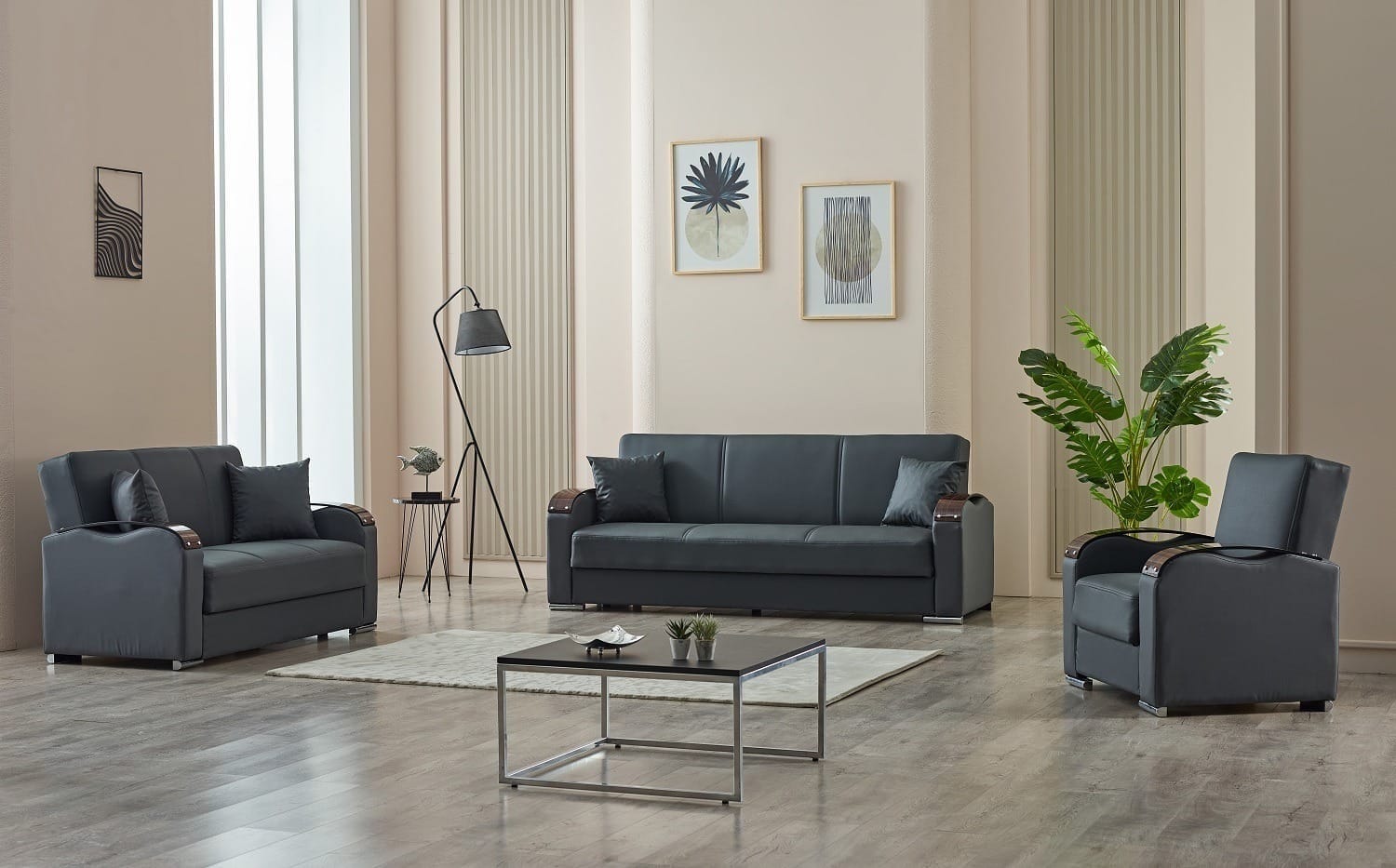 ESILA 3/2/1 LEATHER SOFA BED