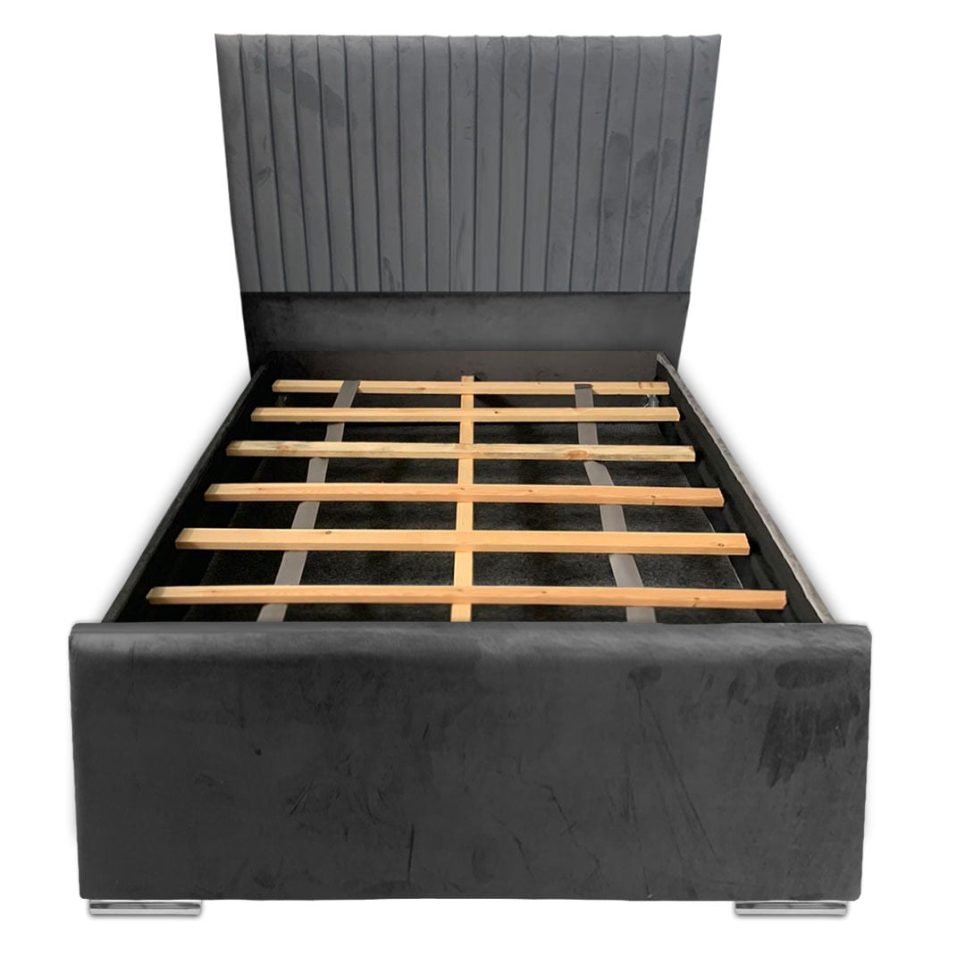 Bella Grey Platform Bed With Tall Standing Headboard Included