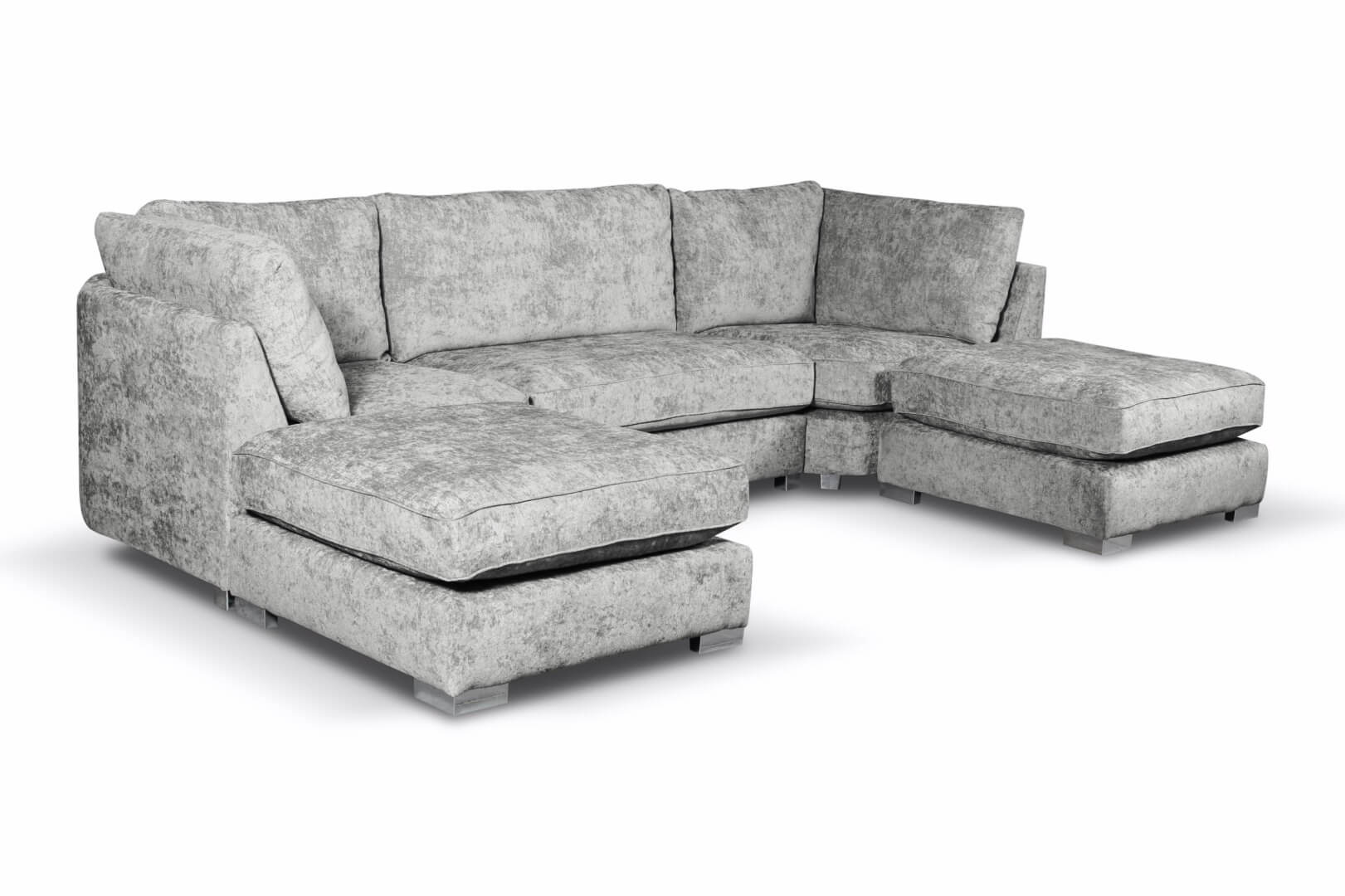 Bishop Silver High Back Fabric U Shape Corner Sofa