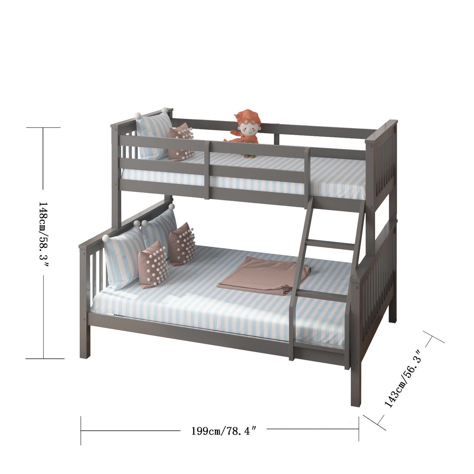 TRIO WOODEN BUNK BED