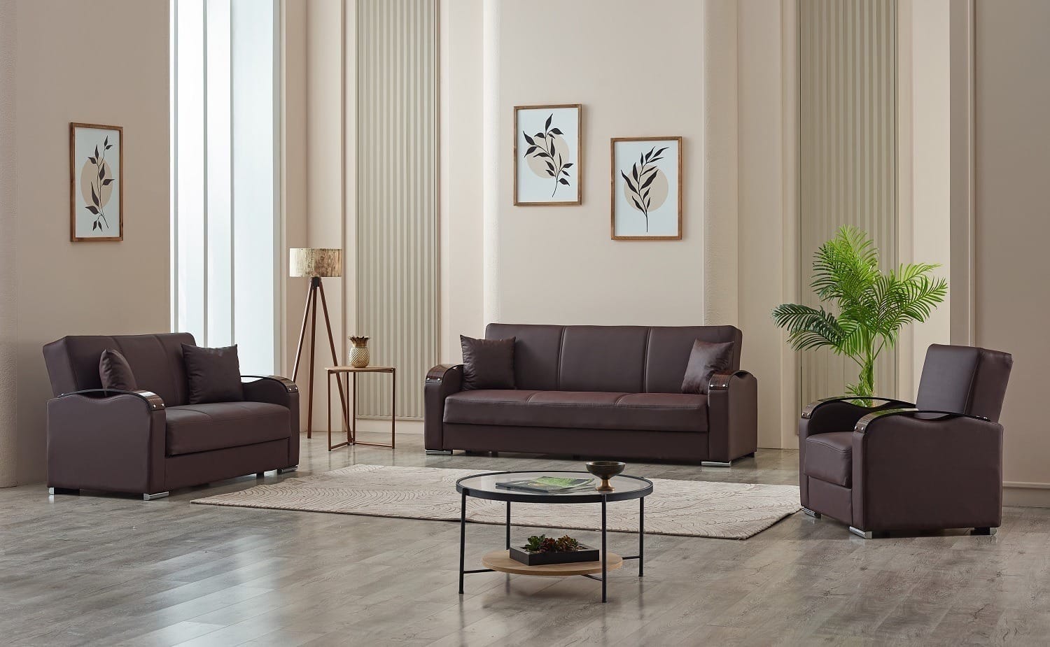 ESILA 3/2/1 LEATHER SOFA BED