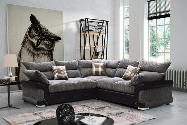 Logan Double Corner Sofa Full Back Grey-Black
