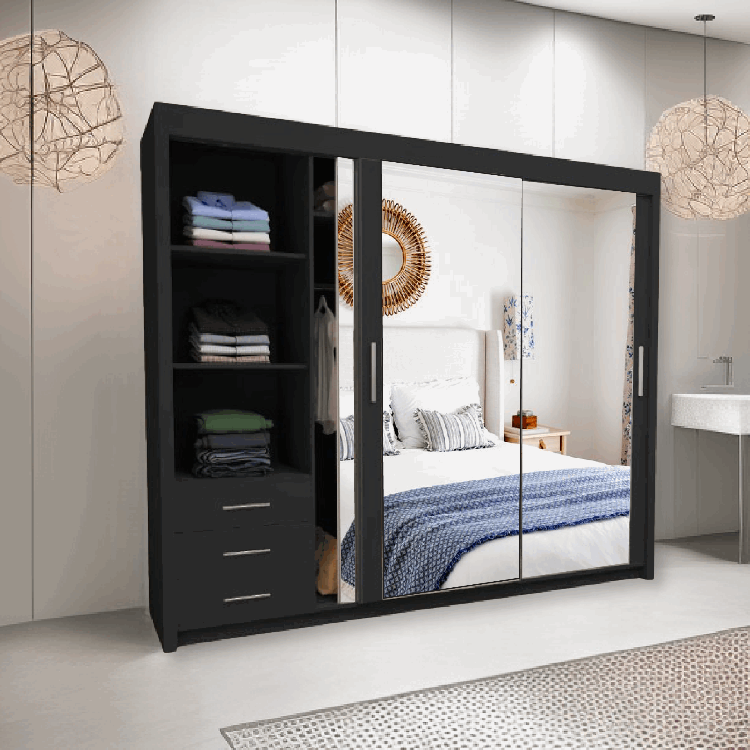 MILAN WARDROBE 100CM/120CM/150CM/180CM/203CM