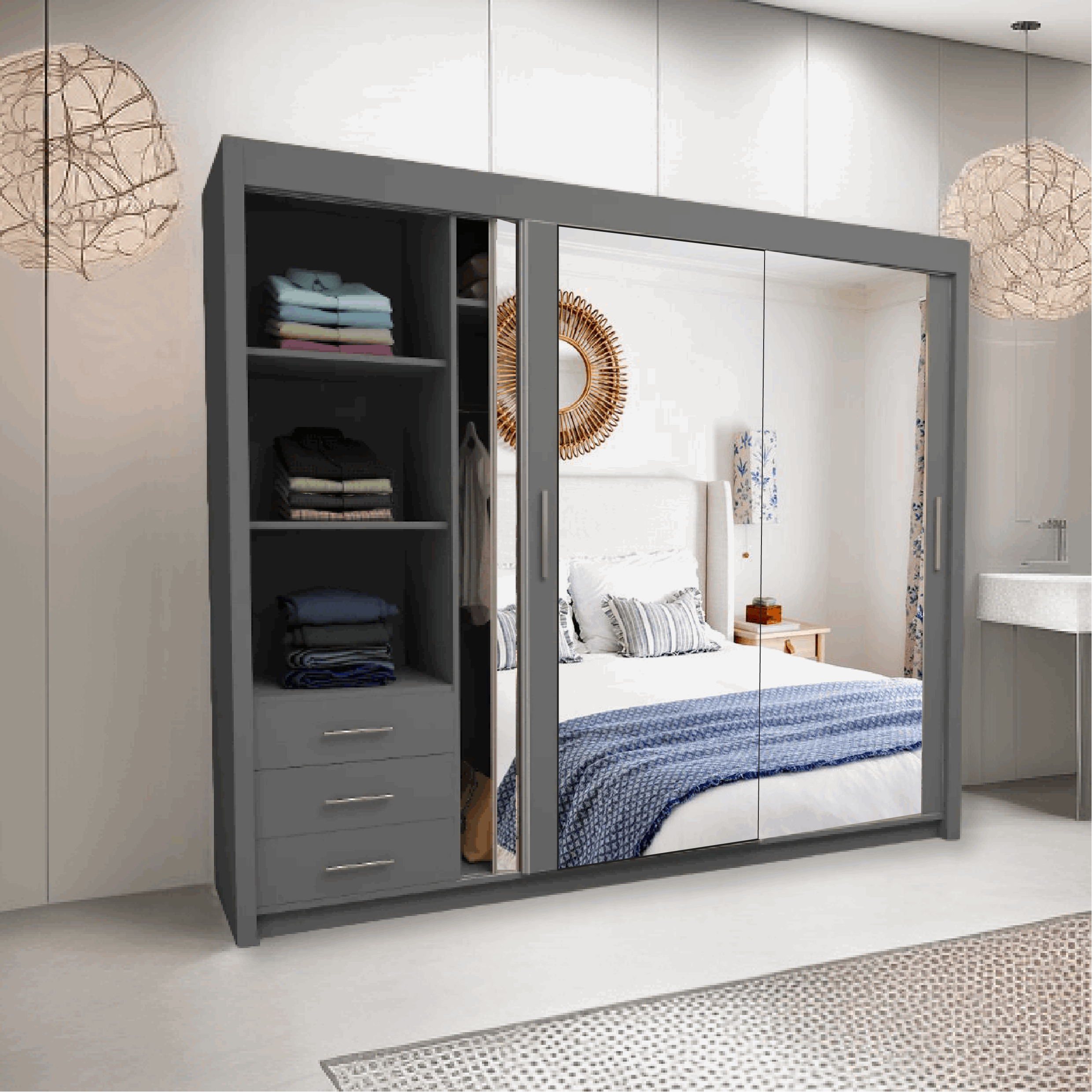 MILAN WARDROBE 100CM/120CM/150CM/180CM/203CM