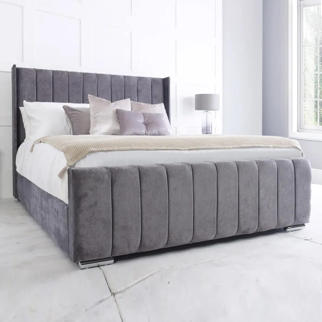 Plush Velvet Royal Wing Bed