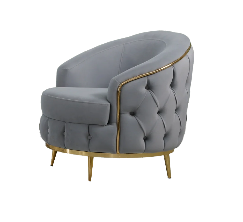 ALMERA Grey Velvet with Gold Detailing