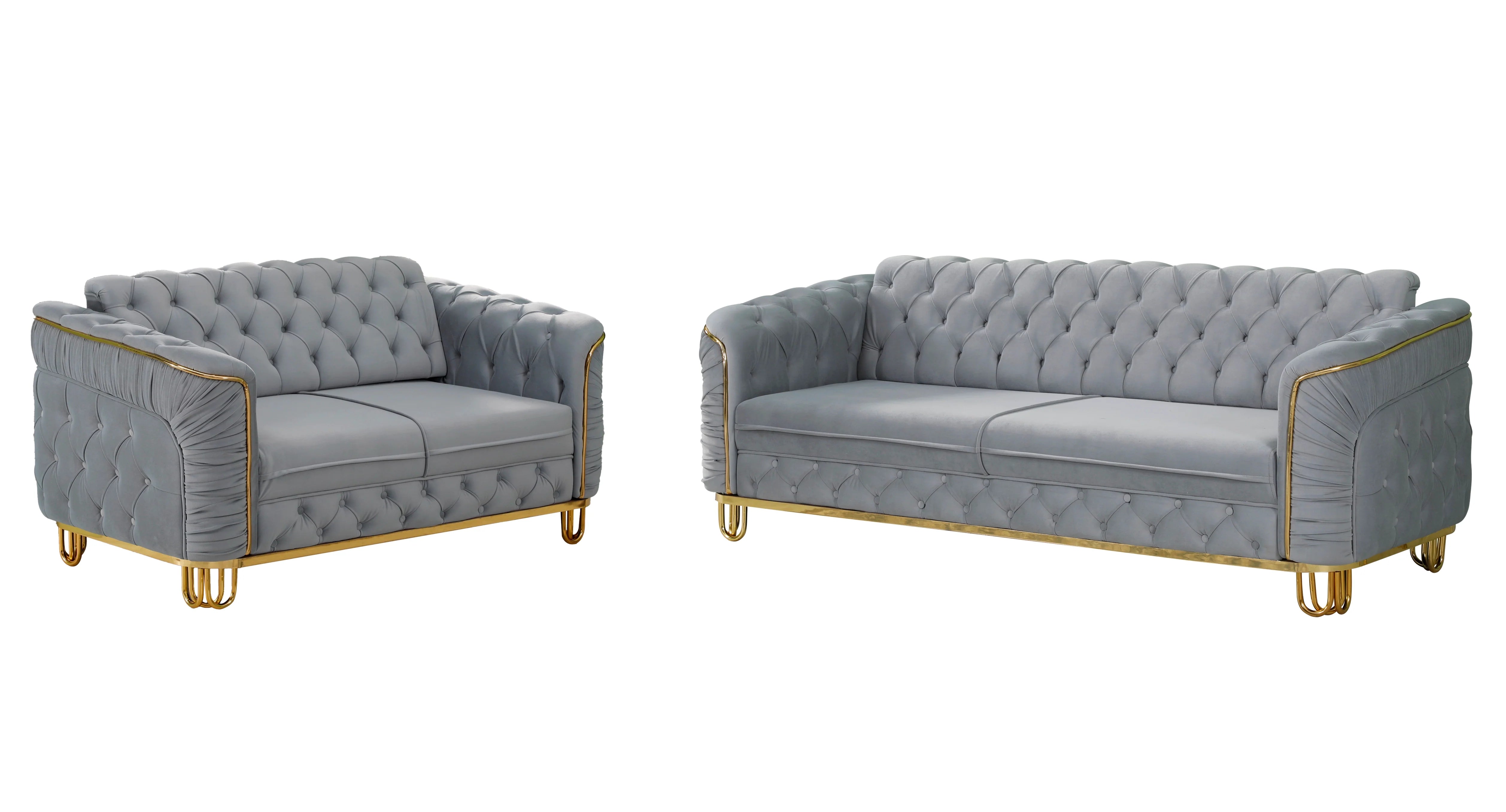 ALMERA Grey Velvet with Gold Detailing