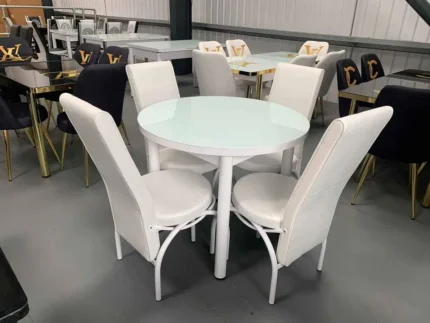 TURKISH ROUND TABLE WITH 4 CHAIRS BLACK/WHITE/GREY/BROWN